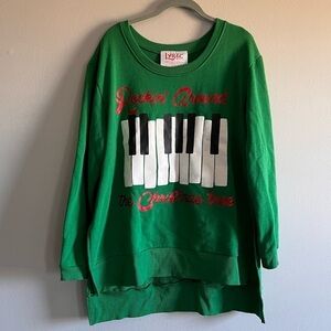 Lyric Culture Rockin Around the Christmas Tree Long Sleeve Green Sweatshirt XL